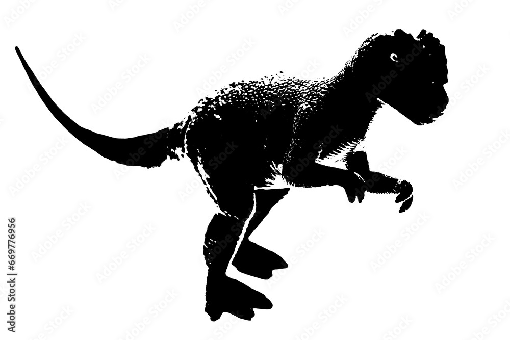 Obraz premium black dinosaur silhouette isolated on white background, model of dinosaurs toys