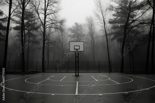 monochrome basketball court. Generative AI