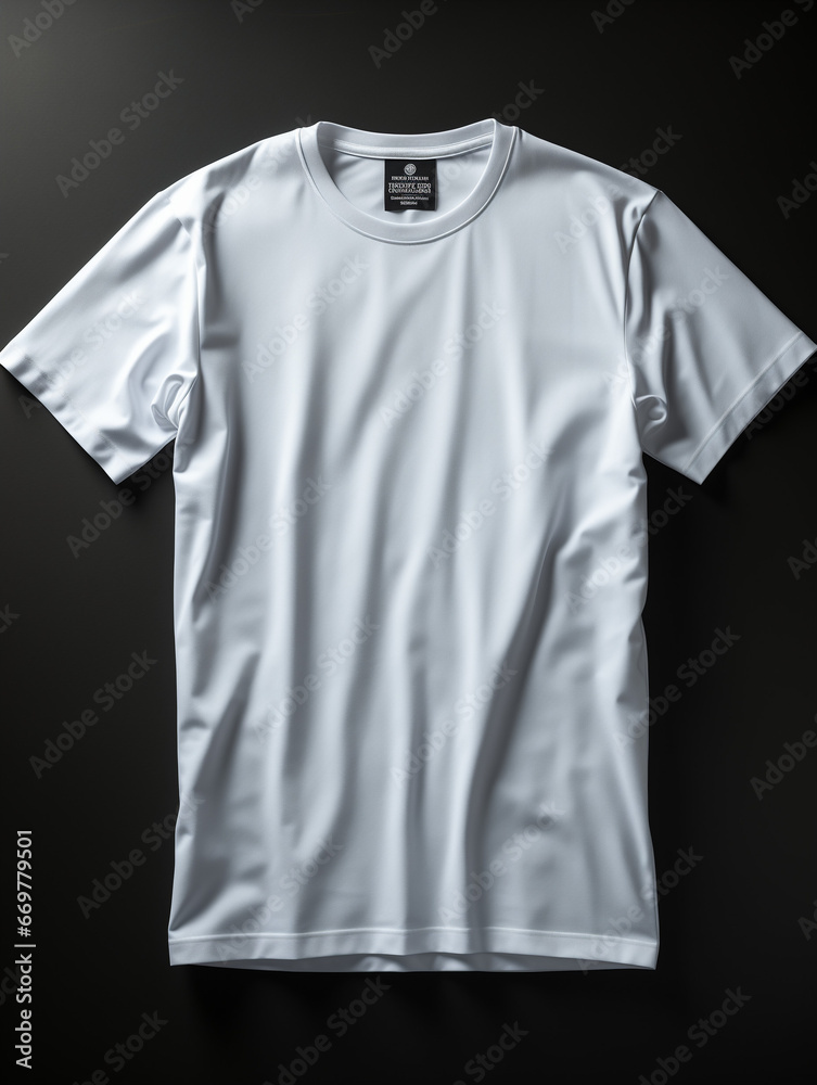 A mock up of a plain white luxury soft tee shirt. Generative AI. A mock up of a plain white luxury soft tee shirt. Generative AI.