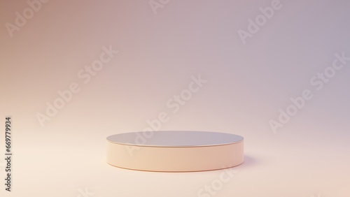 Beige empty podium or pedestal for product presentation. Mockup platform. 3d rendering