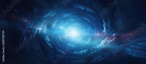 AI depiction of journey through a time space wormhole filled with stars and nebulae