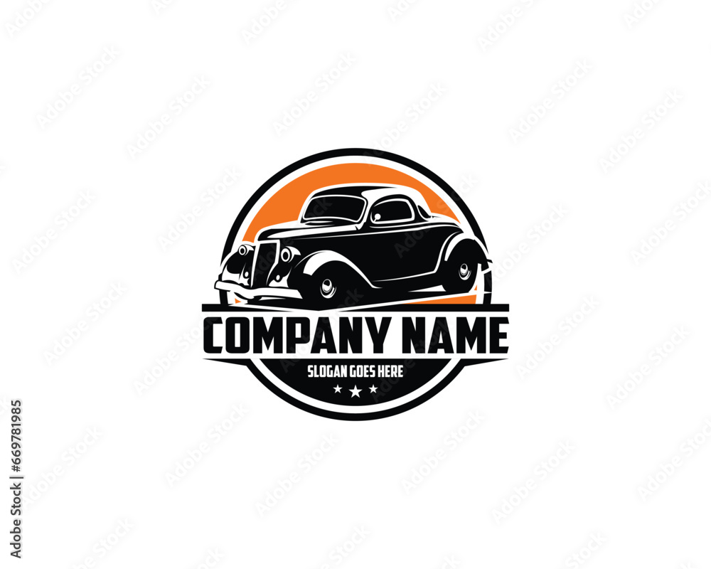 logo car 1932 Ford coupe. isolated white background shown from the side