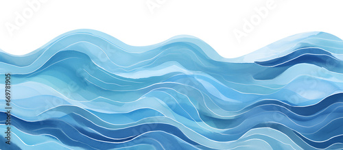 Transparent Ocean Wave Copy Space. Isolated Blue Teal Turquoise Cartoon Wave for Pool Party or Beach Travel. Perfect for Web Banners, Backdrops, and Backgrounds. Generative AI