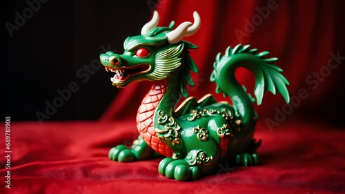                                                                            New year celebration. dragon object. Year of the dragon. red background. Generative AI