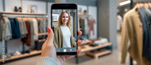 Customer delighted by AI chatbot's personalized e-commerce experience. photo