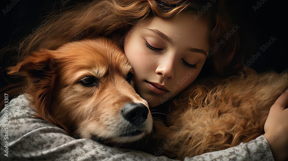 A touching scene captures a person and their pet, embodying affection, care, and unwavering loyalty. Generative AI. A touching scene captures a person and their pet, embodying affection, care, and unwavering loyalty. Generative AI.