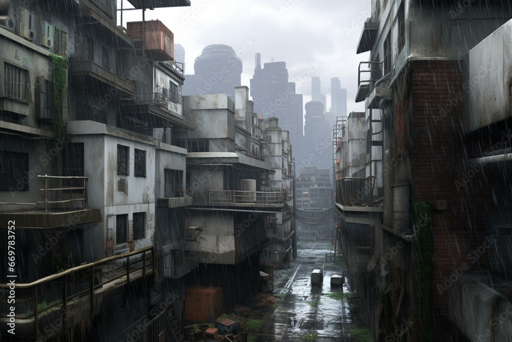 an overcast urban area. Generative AI