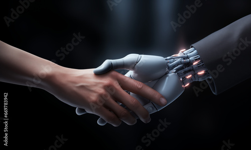 handshake between a human and a robot photo