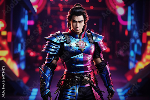 cyberpunk warrior man future tech 