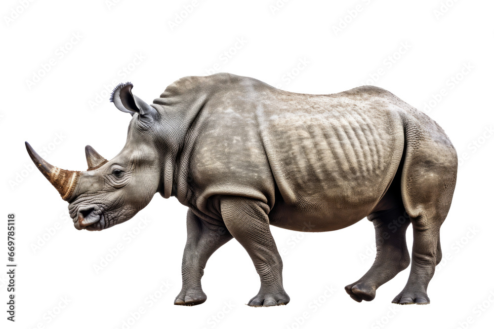 Isolated side view of walking rhino on transparent background. Isolated side view of walking rhino on transparent background.