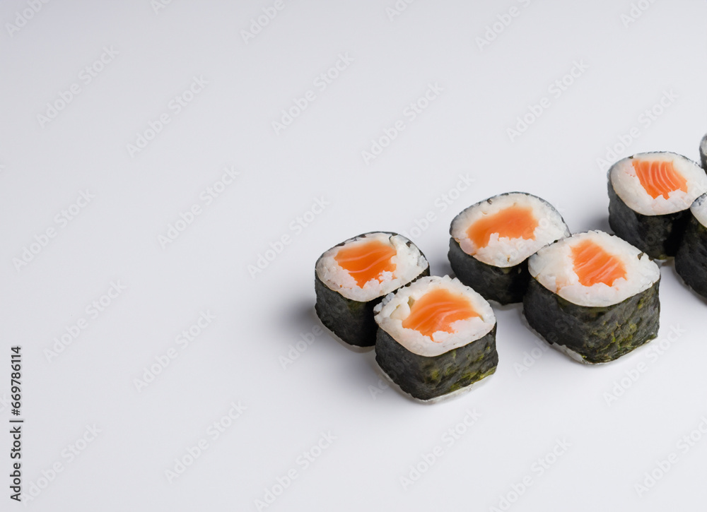 sushi on a white background