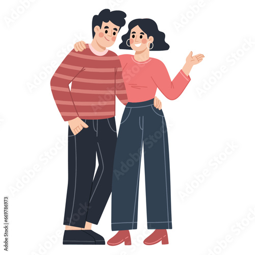 illustration of couple character poses. Celebrate valentines day illustration vector eps