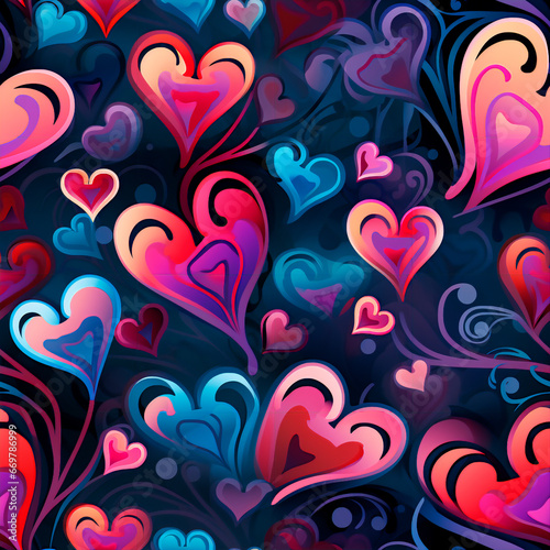 Pattern of multi-colored hearts. Beautiful background on the theme of love. Valentine s Day