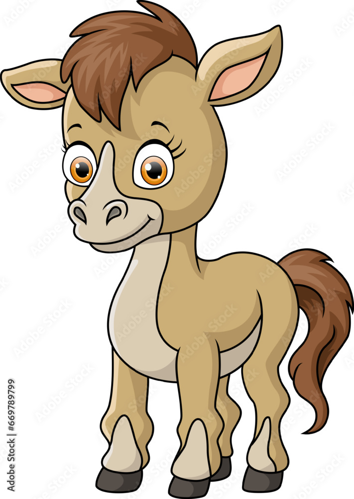 Obraz premium Cute baby donkey cartoon on white background
