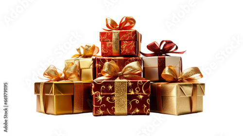 Christmas Gift boxes isolated on transparent Background, Generative ai