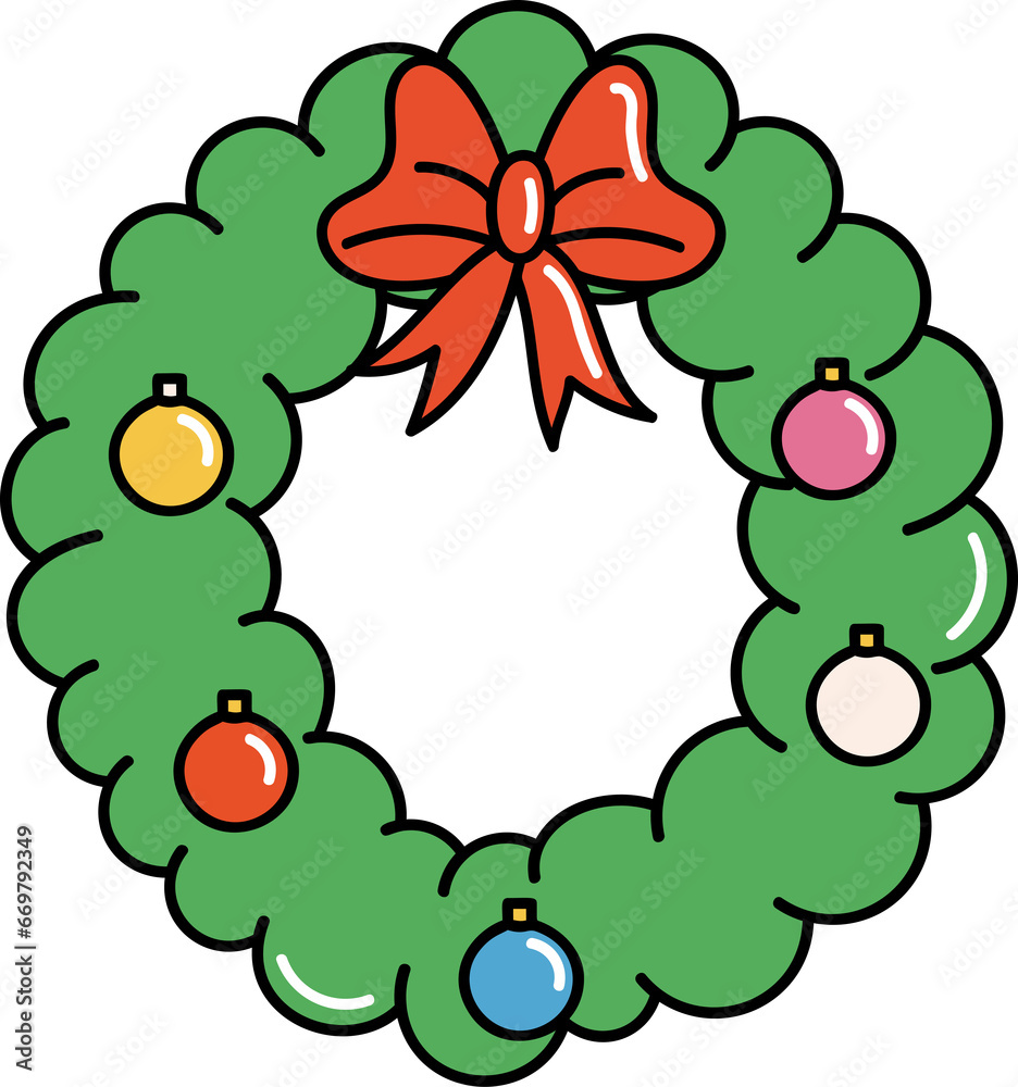 Groovy christmas wreath illustration Groovy christmas wreath illustration