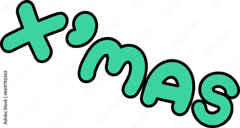 Groovy X'MAS text illustration