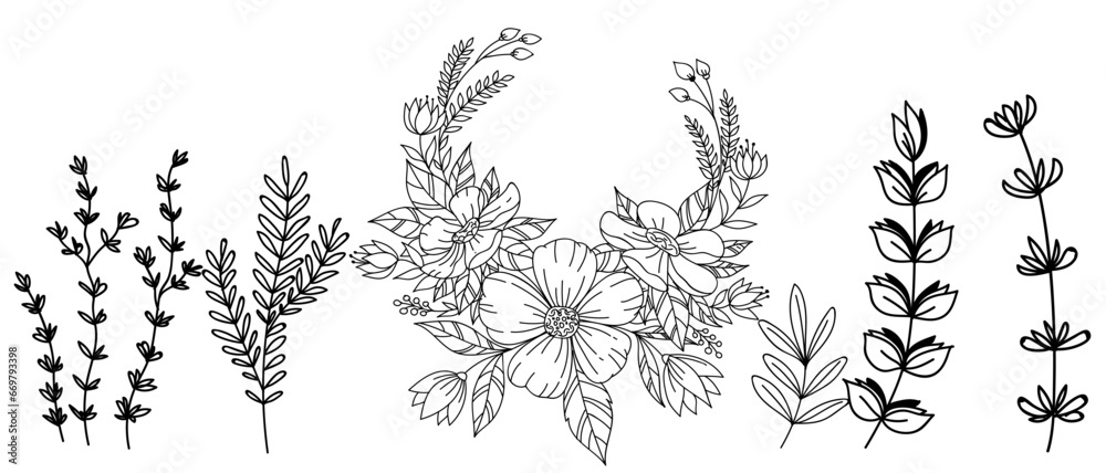 Black flower frame icon vector illustration in white background Black flower frame icon vector illustration in white background
