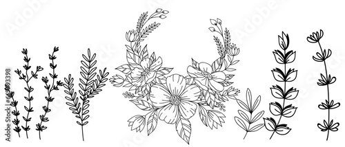 Black flower frame icon vector illustration in white background