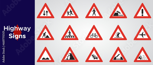 Set of road sign icons traffic signs vector illustration