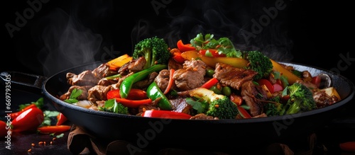 Cook meat and veggies in a metal pan