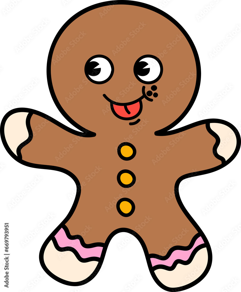 Fototapeta premium Groovy christmas cookie character illustration