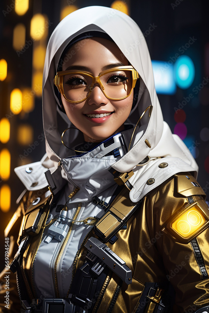 cyberpunk hijab girl future tech islamis era cyberpunk hijab girl future tech islamis era