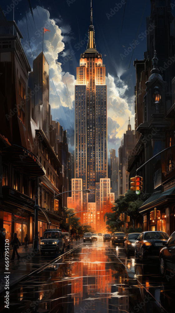 new york sky scrapper iconic landmark,generative ai