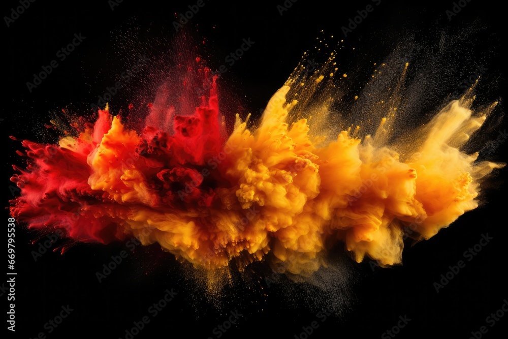 Explosion of bright colored powder 