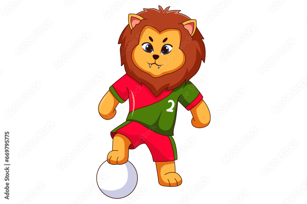 Cute Lion Football Player Cartoon Character Design Cute Lion Football Player Cartoon Character Design