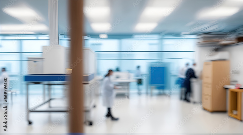 Blurred Background of scientists working at the laboratory, ai generative