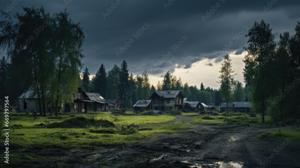 Free photo of real Village Forest at Night with Dramatic Clouds