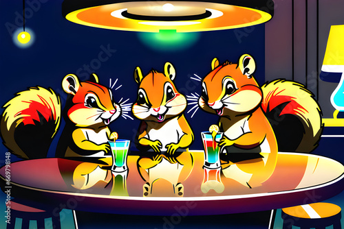 cocktail bar chipmunk. Generative AI