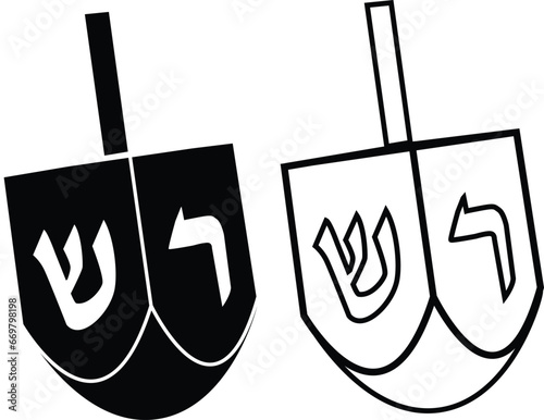 hannukah dreidel icon. hanukkah sign. wood dreidel toy culture traditional symbol. wood dreidel toy culture. flat style.