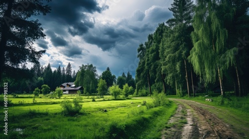 Free photo of a Village Forest at Night with Dramatic Clouds