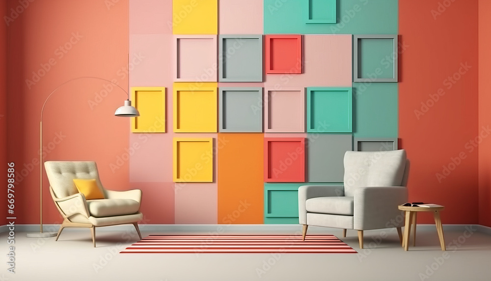 Colorful English Interior with Mockup, generative ai