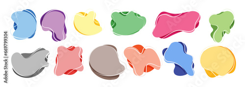 Amorphous blob vectors in sets. Asymmetrical hand drawn illustration elements
