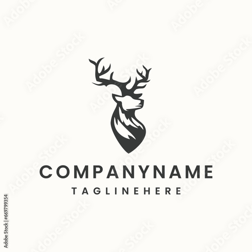 Deer logo icon design template vector illustration on white background .