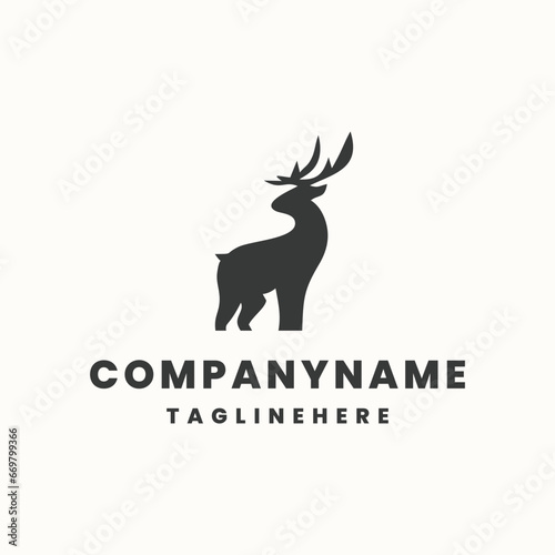 Deer logo icon design template vector illustration on white background .
