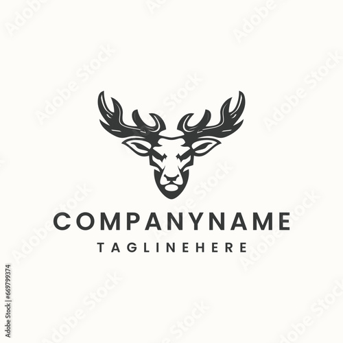 Deer logo icon design template vector illustration on white background .