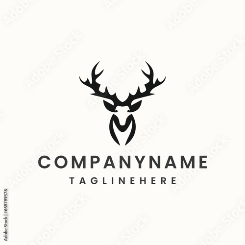 Deer logo icon design template vector illustration on white background . © iyank