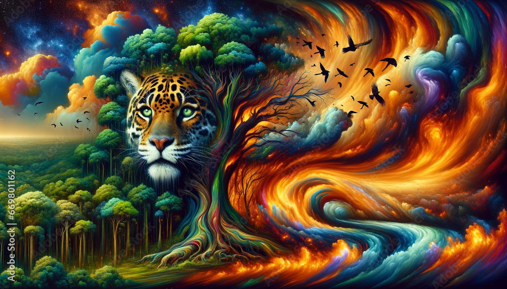 custom made wallpaper toronto digitalFlames in the Amazon Rain-forest: Jaguars and the Fight for Their Future in Forest Fires.