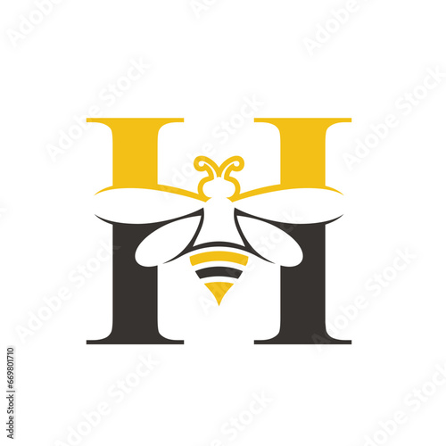 letter H with bee for honey industries.