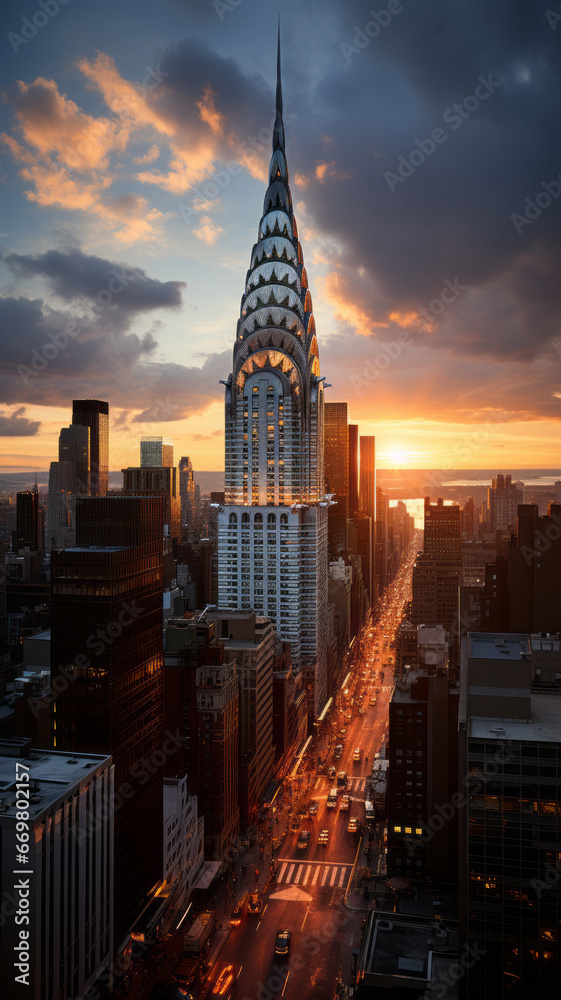 new york sky scrapper iconic landmark ,generative ai