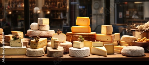 Cheeses available on counter