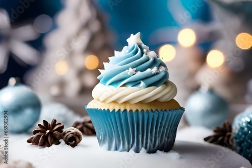 christmas cupcake with christmas tree chocolate cup cake  christmas celebration snack delicious decorated Ai generated 