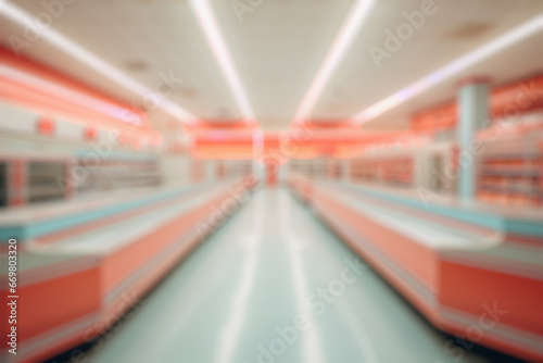 Abstract blur supermarket grocery store defocused for background