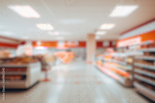 Abstract blur supermarket grocery store defocused for background