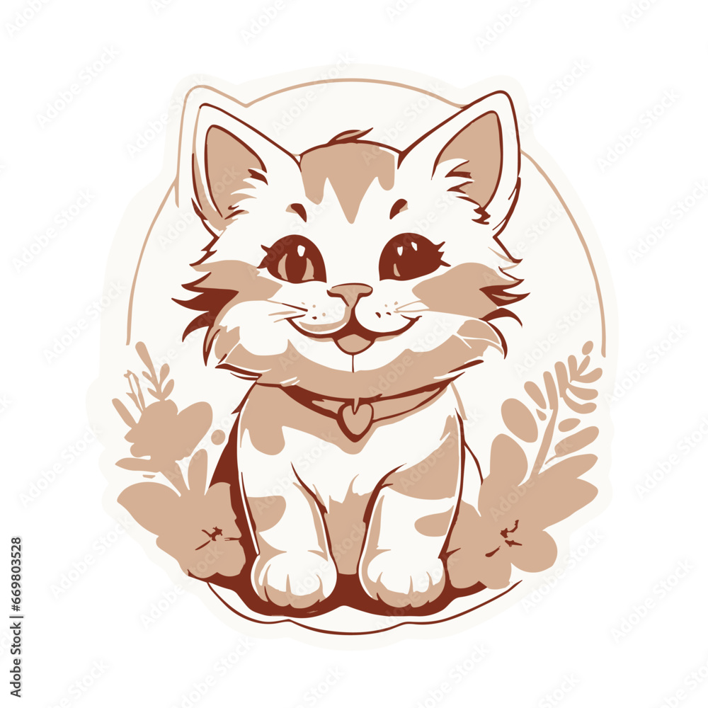 Happy kitty vector art also a sticker