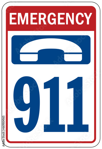 In case of emergency call 911 sign